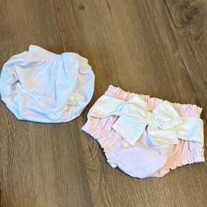Mud Pie Pink and White Bow Diaper Covers Bundle